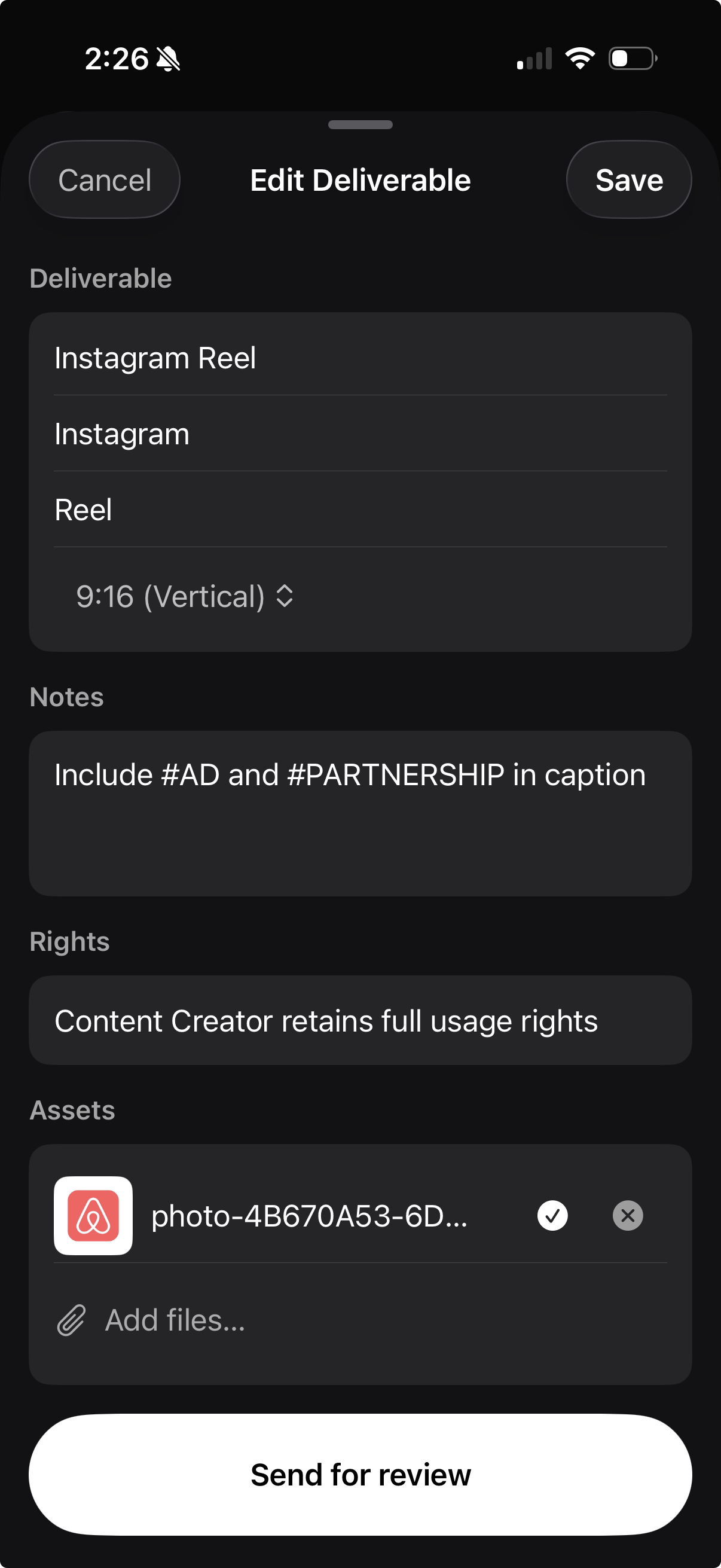 Brand approvals in The Content Farm app