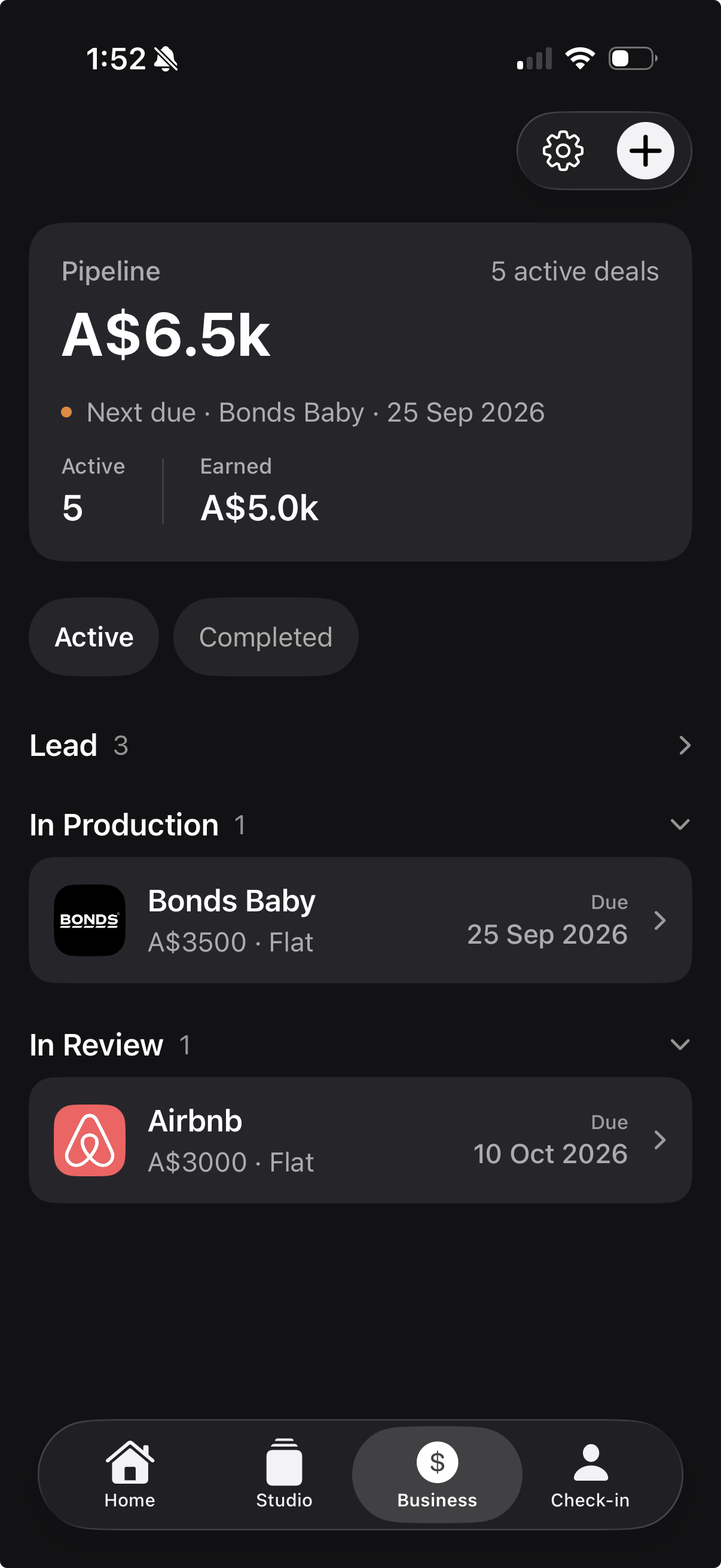 Deal pipeline in The Content Farm app